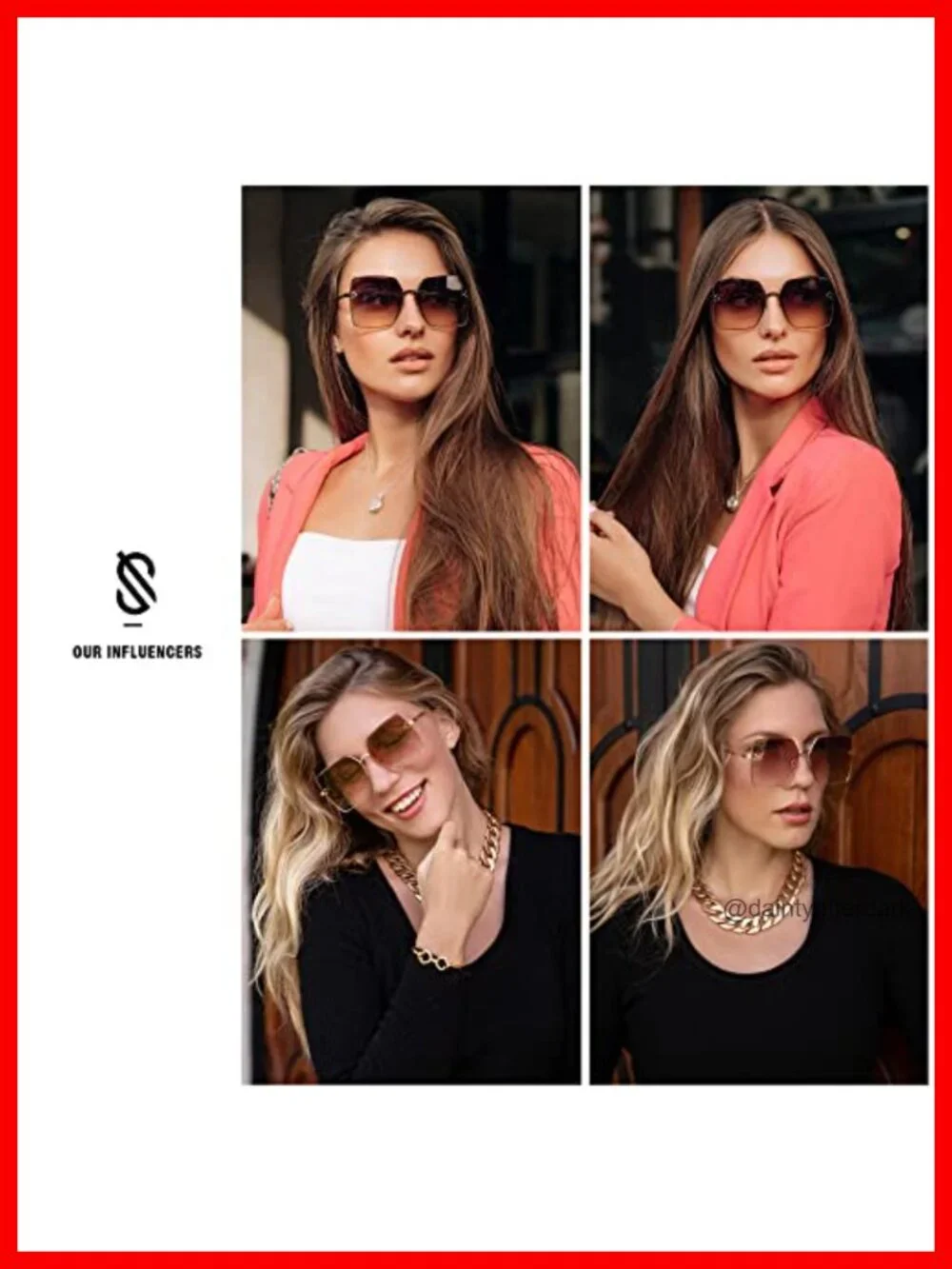 Trendy Square Sunglasses Women Oversized Designer Style UV Protection